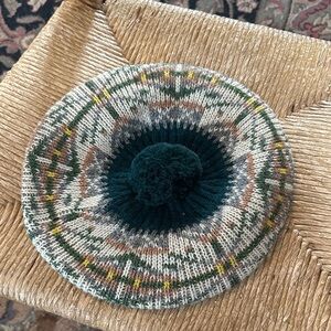 Shetland fair isle 100% pure wool made in Scotland Multicolor Knit Beret